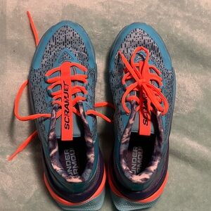 Under Armour womens' Teal and Neon Orange Sneakers